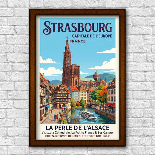 Vintage 1960s Strasbourg, France Travel Poster