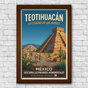 Vintage 1960s Teotihuacán, Mexico Travel Poster