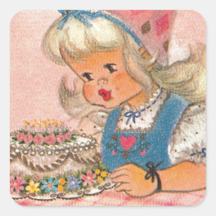 Vintage 1960s To A Very Sweet Girl Happy Birthday Square Sticker