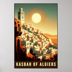 Vintage 1960s Travel Poster Of Algiers Kasbah