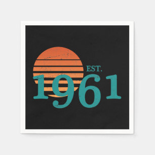 Vintage 1961 60th Birthday Retro Sunset Napkin