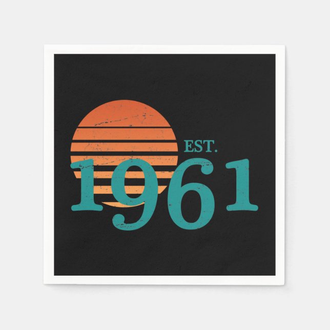 Vintage 1961 60th Birthday Retro Sunset Napkin (Front)