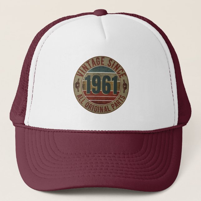 VINTAGE 1961 BIRTHDAY GIFT TRUCKER HAT (Front)