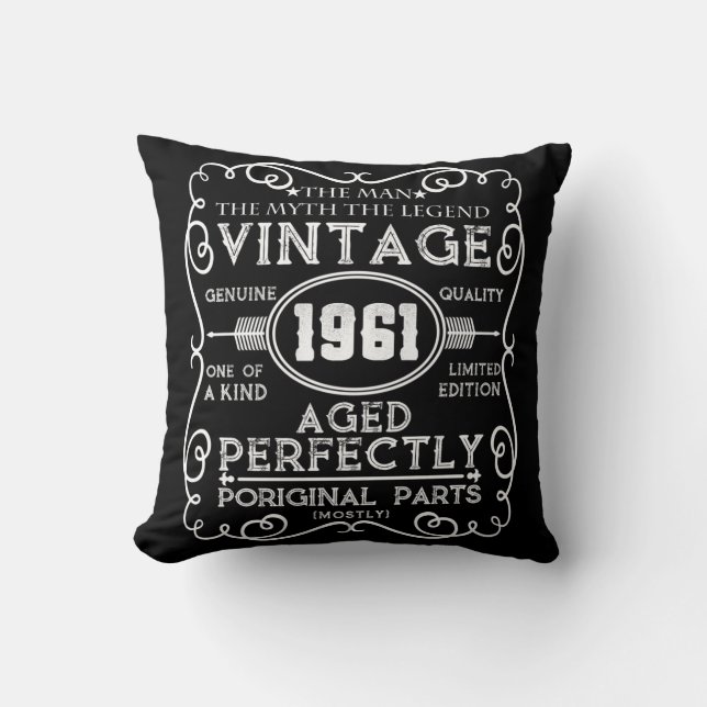 Vintage 1961 Man Myth Legend 60th Birthday Cushion (Front)