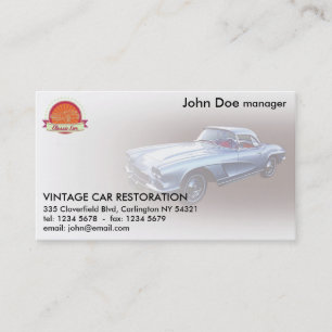 Vintage 1962 Chevy Corvette Car Restoration Business Card