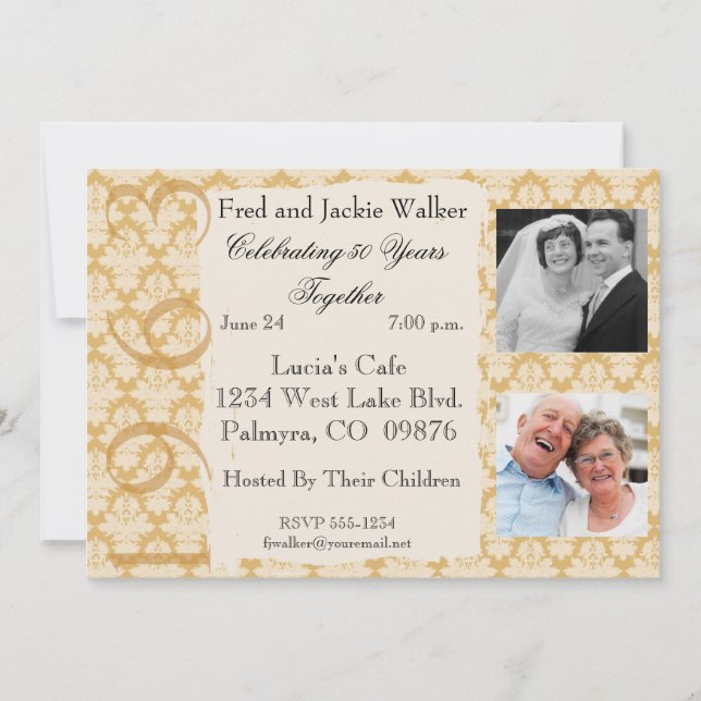Vintage 1963 50th Anniversary Photo Invitation (Front)