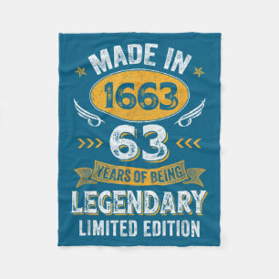 Vintage 1963 63 Old Birthday Illustration Fleece Blanket