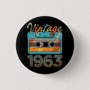 Vintage 1963 Cassette Tape Retro 60th Birthday 60  3 Cm Round Badge