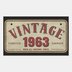 Vintage 1963 Limited Edition All Original Parts Rectangular Sticker
