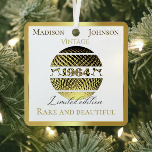 Vintage 1964 60th birthday gold metal tree decoration