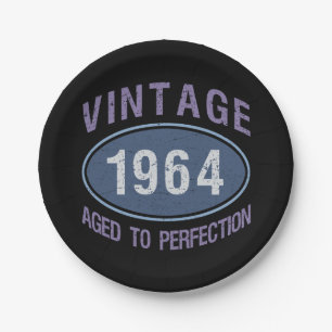 Vintage 1964 60th Birthday Paper Plate