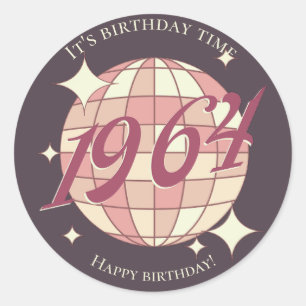 Vintage 1964 60th birthday retro purple  classic round sticker