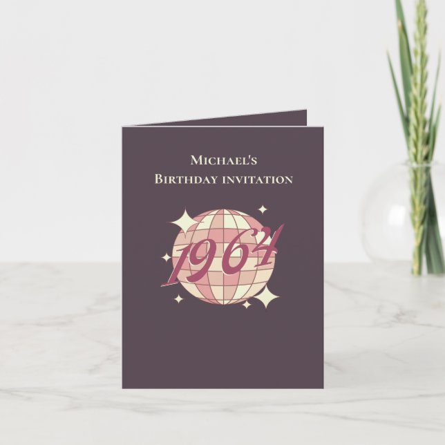 Vintage 1964 60th birthday retro purple Invitation (Front)