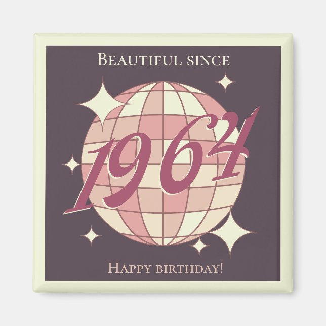 Vintage 1964 60th birthday retro purple  magnet (Front)