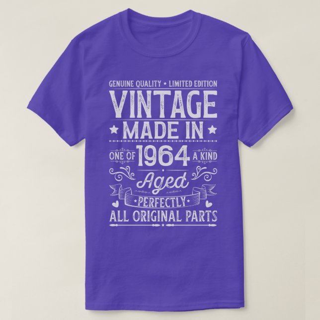 Vintage 1964 60th Birthday T-Shirt (Design Front)