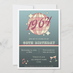 Vintage 1964 61st birthday retro dark Invitation