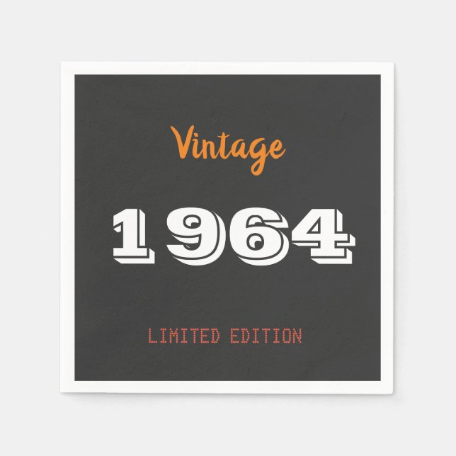 Vintage 1964 62nd Birthday – Limited Edition Party Napkin (Front)