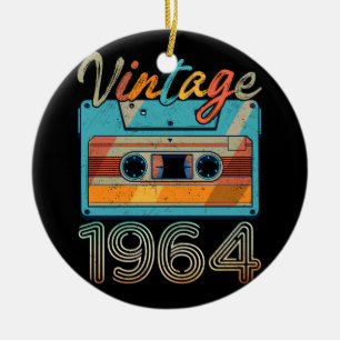 Vintage 1964 Cassette Tape Retro 59th Birthday 59  Ceramic Tree Decoration