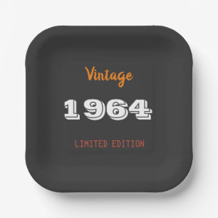 Vintage 1964 limited edition 62nd Birthday Gift Paper Plate