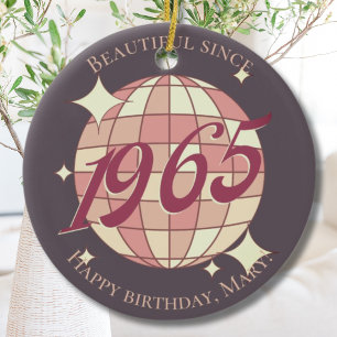 Vintage 1965 60th birthday retro purple ceramic tree decoration