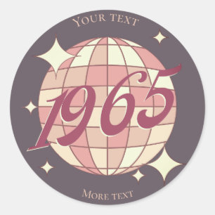 Vintage 1965 60th birthday retro purple  classic round sticker
