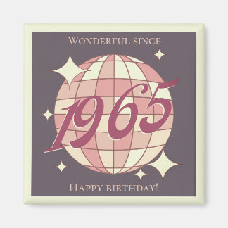 Vintage 1965 60th birthday retro purple magnet