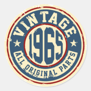 Vintage 1965 All Original Parts Classic Round Sticker