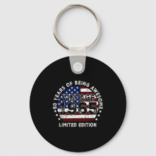Vintage 1965 American Flag 60th Birthday 60 Year O Key Ring