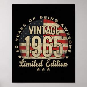 Vintage 1965 Limited Edition 60-year-old Gifts Usa Poster