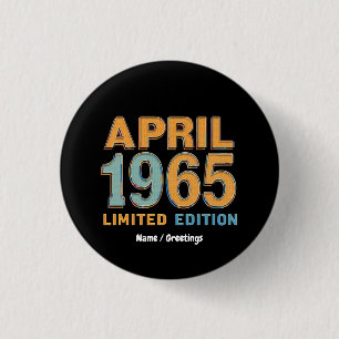 Vintage 1965 Limited Edition 60th Birthday Gift 3 Cm Round Badge