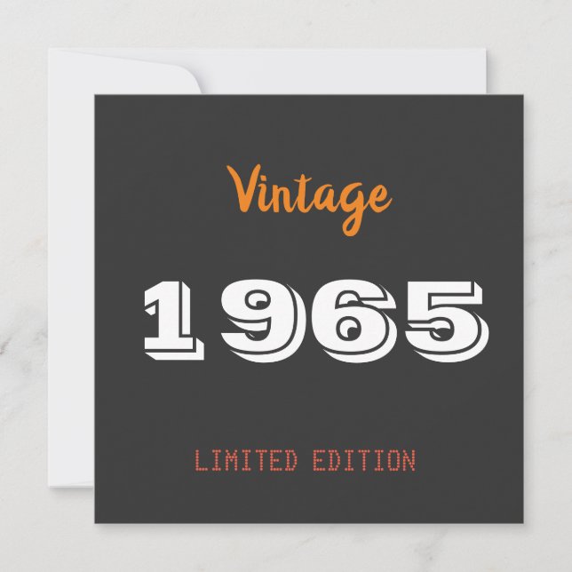 Vintage 1965 limited edition 60th Birthday Gift  Save The Date (Front)