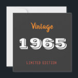 Vintage 1965 limited edition 60th Birthday Gift  Save The Date<br><div class="desc">Vintage 1965 Limited Edition 60th Birthday Save-the-Date – Retro Milestone Announcement Celebrate a major milestone with flair using this Vintage 1965 Limited Edition 60th Birthday Save-the-Date card. Featuring retro typography and classic design elements, this square card (approx. 5.25" × 5.25") offers both nostalgia and elegance for your upcoming celebration Printed...</div>