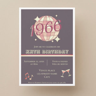 Vintage 1966 60th birthday purple Invitation