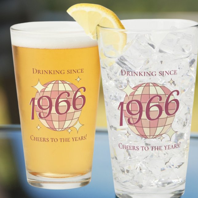 Vintage 1966 60th birthday retro purple beer glass (Creator Uploaded)