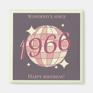 Vintage 1966 60th birthday retro purple magnet