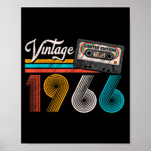 Vintage 1966 cassette tape 60th birthday 60 years poster