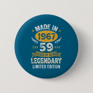 Vintage 1967 59 Years Old Artwork 6 Cm Round Badge