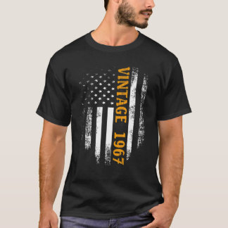 Vintage 1967 With American Flag 55 Birthday Gift M T-Shirt
