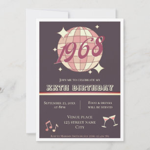 Vintage 1968 62nd birthday retro purple Invitation