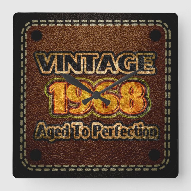 Vintage 1968 - Aged To Perfection Square Wall Clock (Front)