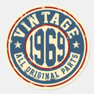 Vintage 1969 All Original Parts Classic Round Sticker