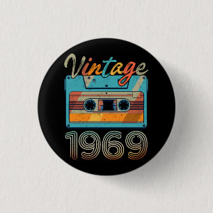 Vintage 1969 Cassette Tape Retro 54th Birthday 54  3 Cm Round Badge