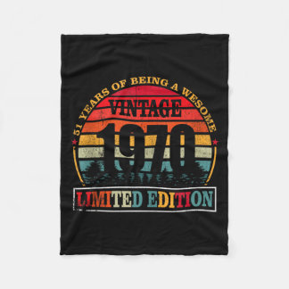Vintage 1970 51th Birthday Lied Edition 51 Years Fleece Blanket