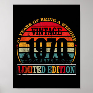 Vintage 1970 51th Birthday Lied Edition 51 Years Poster
