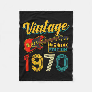 Vintage 1970 Limited Edition Guitar Birth Year  Fleece Blanket