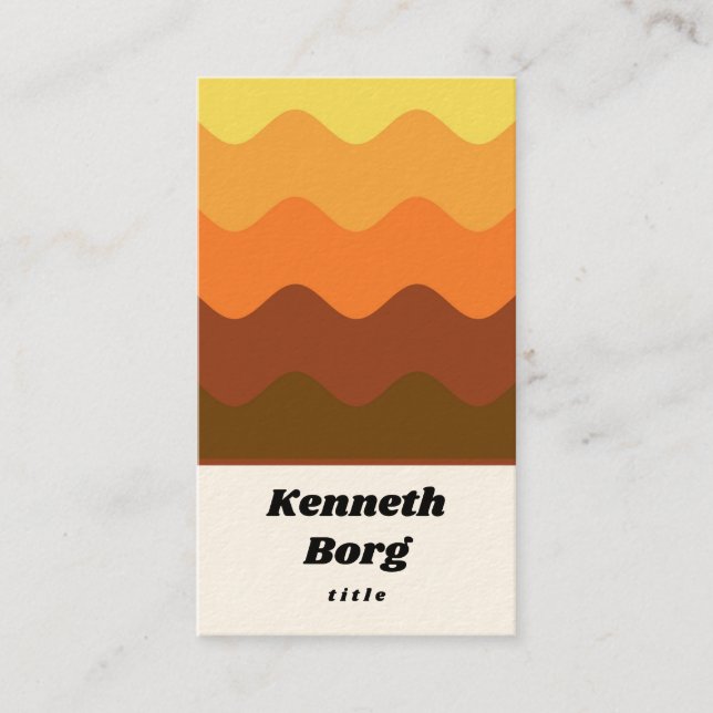 Vintage 1970 seventies brown orange business card (Front)