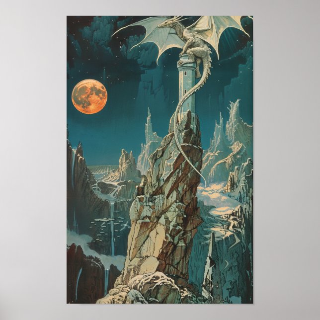 Vintage 1970s Dark Fantasy Book Cover Paper Art Po Poster (Front)