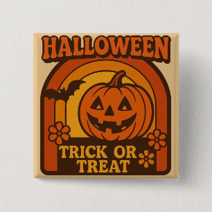 Vintage 1970s Trick or Treat Halloween 15 Cm Square Badge