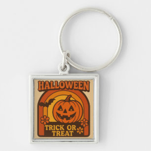 Vintage 1970s Trick or Treat Halloween Key Ring