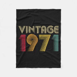 Vintage 1971 55th Birthday 55 Years Old Retro Men  Fleece Blanket
